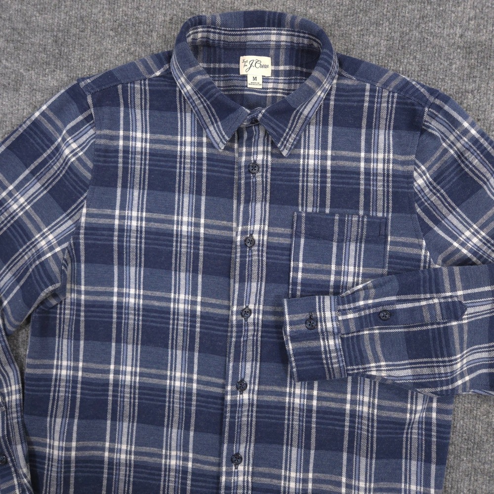 J Crew Lightweight Seaboard Soft-Knit Shirt Mens M Blue Plaid Brushed Flannel